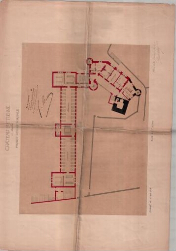Plan du premier étage du projet de l'école normale au château de Saint Etienne