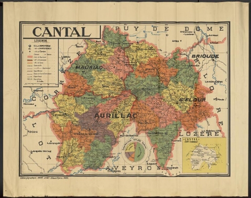 Carte géographique et administrative Cantal