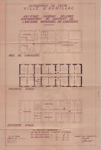 Plan ancienne caserne Delzons aménagement du bâtiment de l'ancienne infirmerie en logements