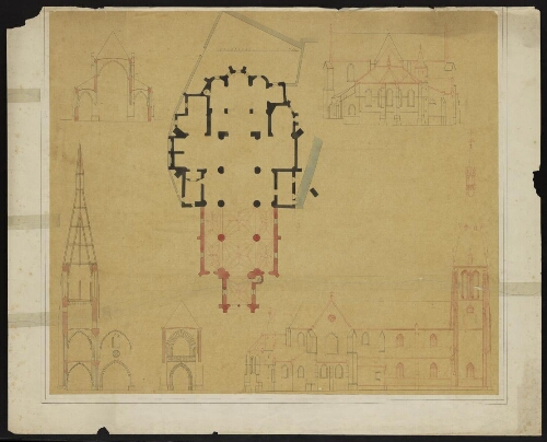 Saint-Géraud : Plan d’ensemble de l’église avec modification de la structure