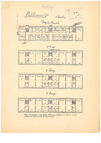 Plan du bâtiment R de l'ancienne caserne Delzons
