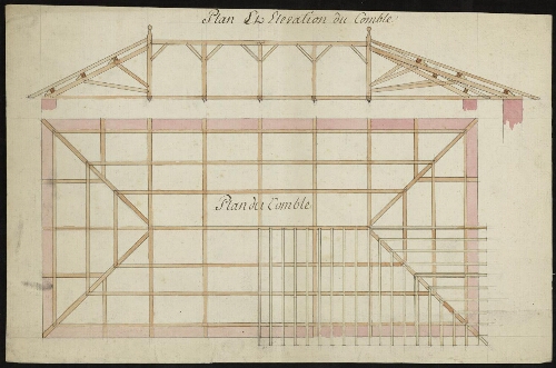 Saint-Géraud : plan comble projet d’une halle rectangulaire