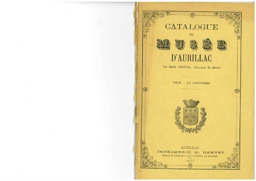 Extrait du catalogue du musée de 1877