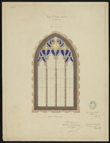 Plan : détail fenêtre transept église St-Géraud