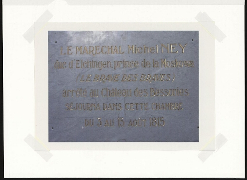 Plaque commémorative séjour Maréchal NEY Hôtel de Ville
