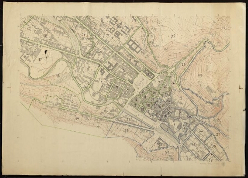 Plan topographique Aurillac 1950
