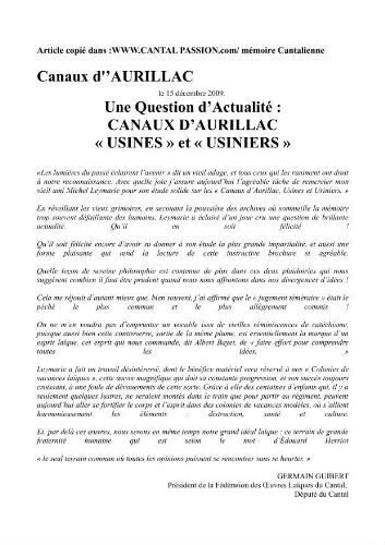 canaux d'Aurillac Usines et Usiniers