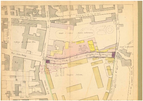 Plan de la ville d’Aurillac pour l’agrandissement de la caserne